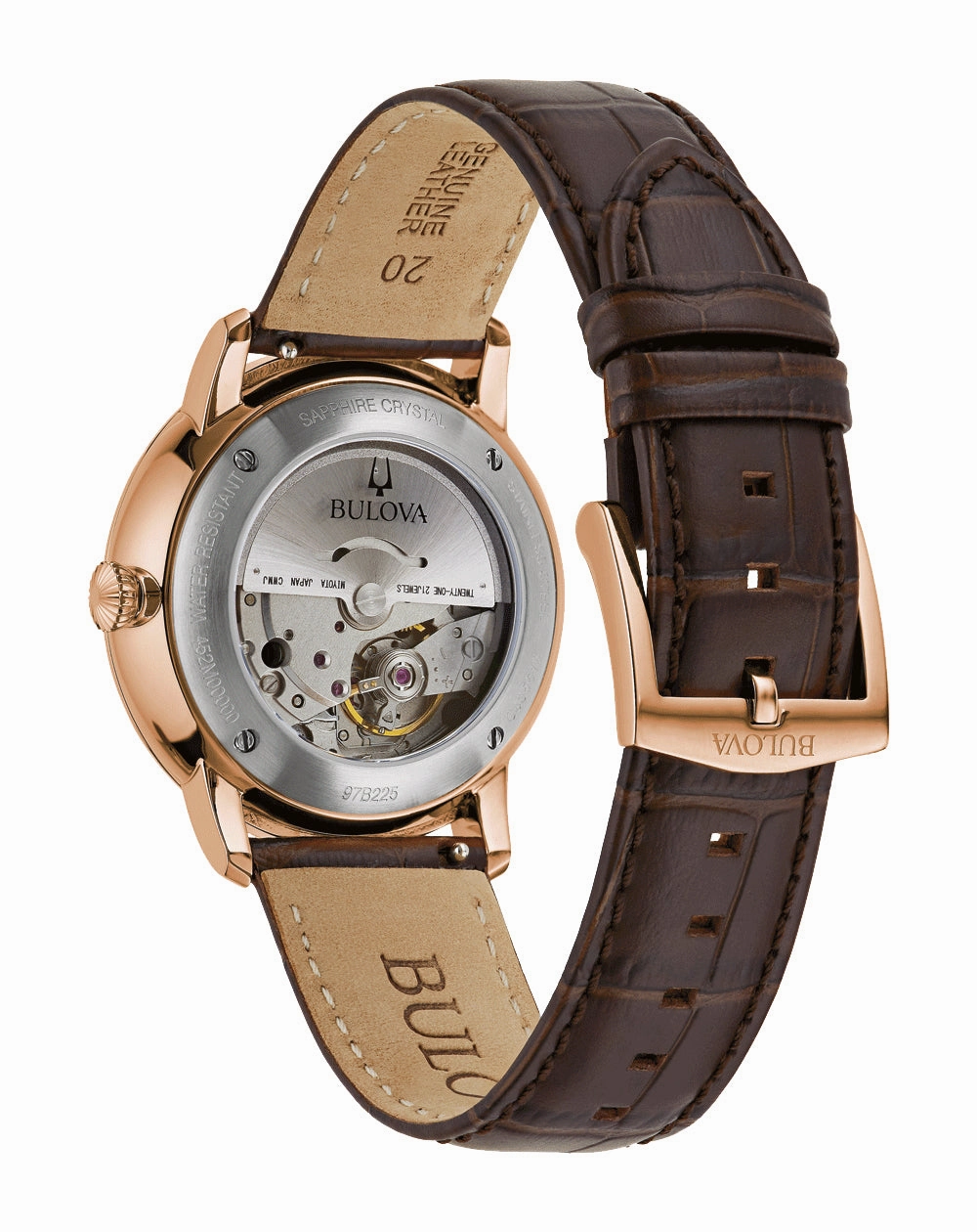 Bulova Hudson Silver Dial Leather Strap Watch 97B225
