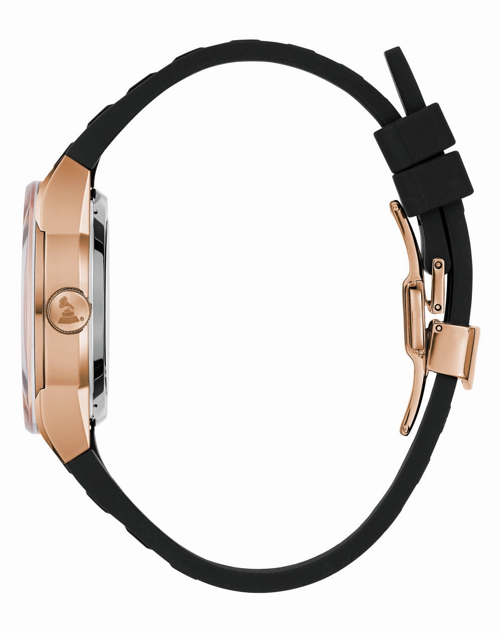 Bulova Latin Grammy 25th Anniversary Rose Gold Tone Automatic Watch with Open Heart Dial and Silicone Strap 97A186