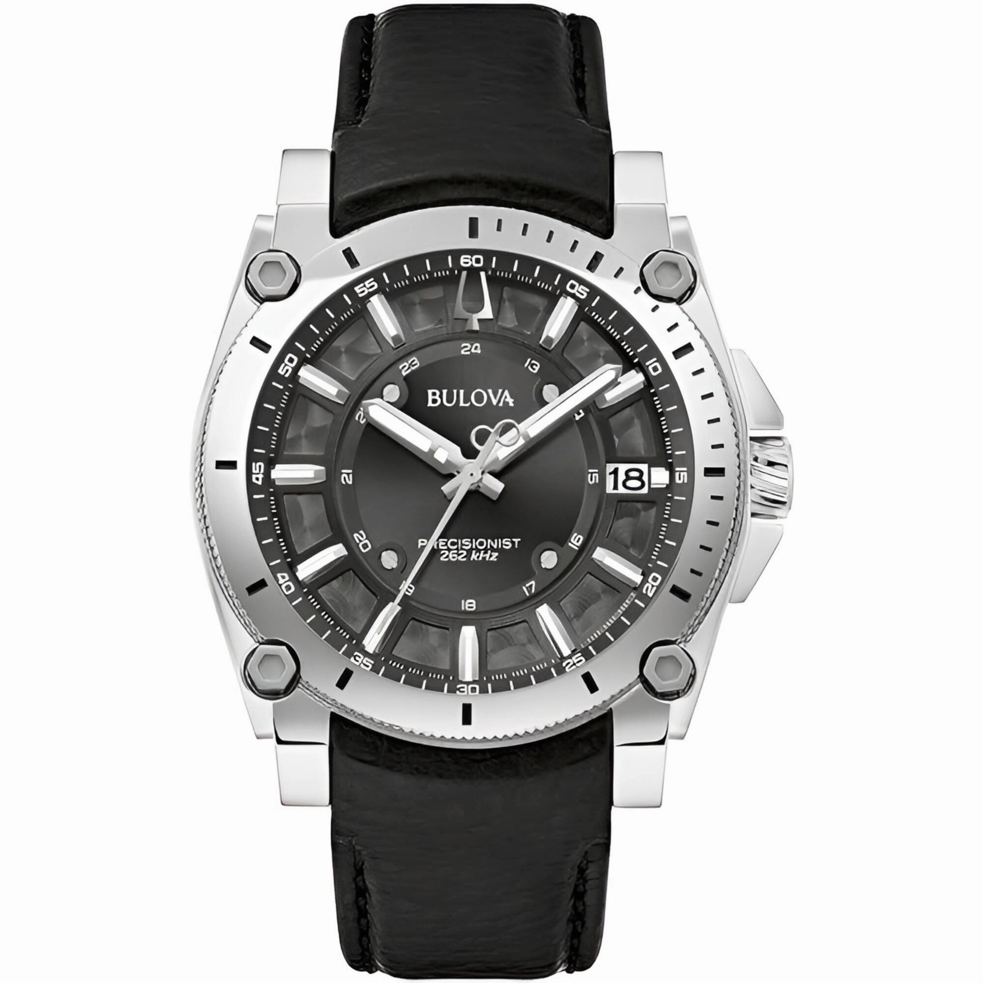 Bulova Men's Watch - Icon Quartz with 262 kHz Frequency Grey Dial Black Strap | 96B416