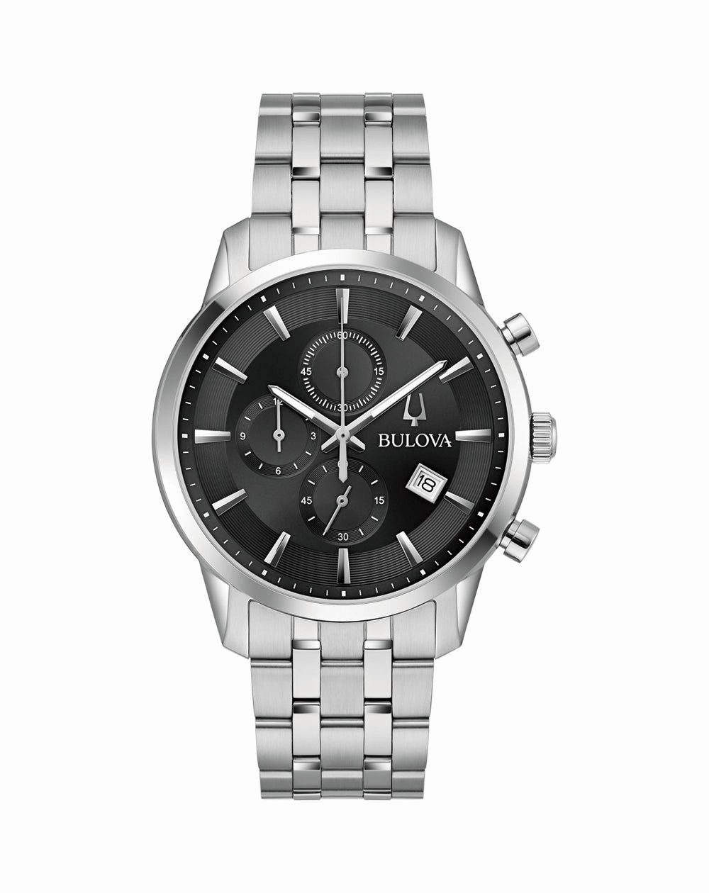 Bulova Refined Stainless Steel Chronograph Watch for Timeless Elegance 96B412