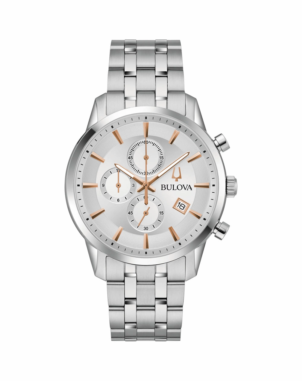 Bulova Timeless Elegance Chronograph Watch Stainless Steel Design 96B411