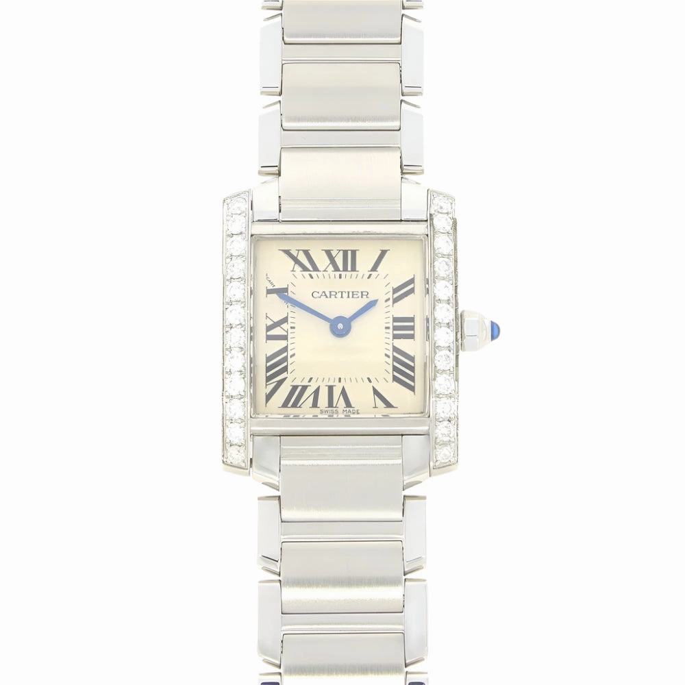Cartier Tank Francaise Ladies Watch Diamond After Set Case W51008Q3 Pre Owned RW0637