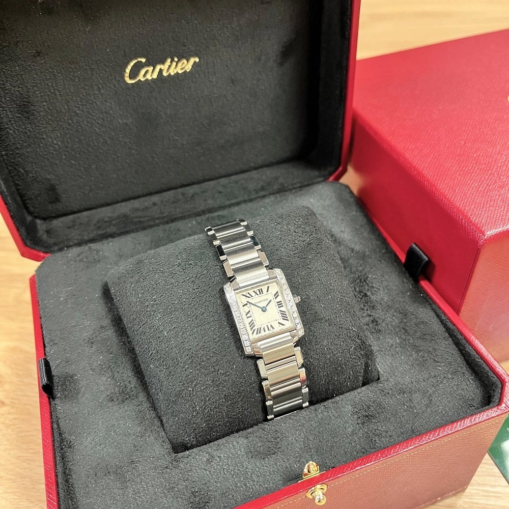 Cartier Tank Francaise Ladies Watch Diamond After Set Case W51008Q3 Pre Owned RW0637