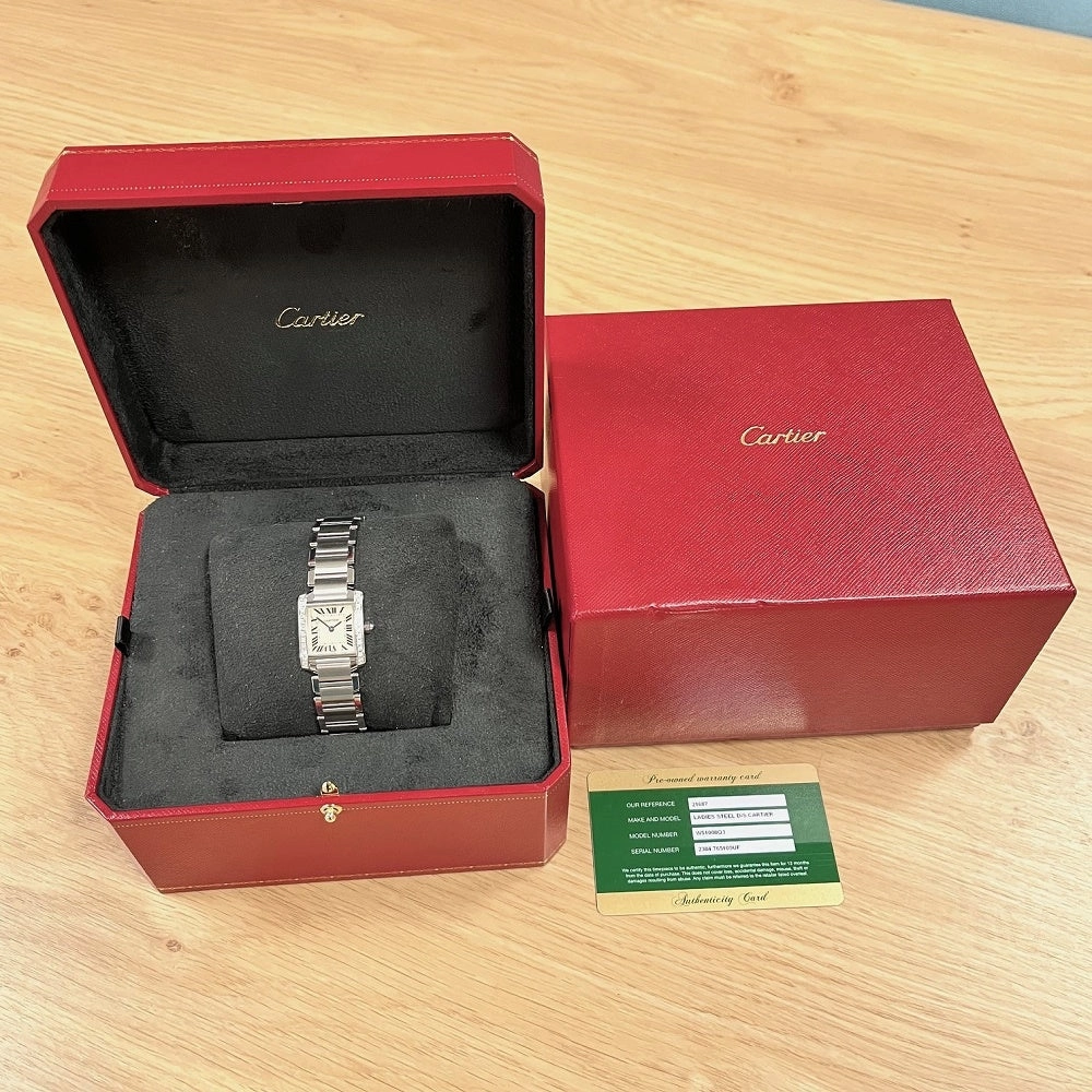 Cartier Tank Francaise Ladies Watch Diamond After Set Case W51008Q3 Pre Owned RW0637