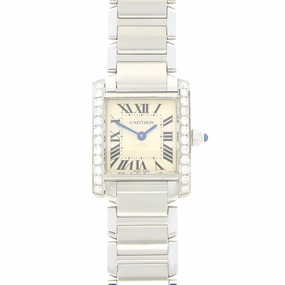 Cartier Tank Francaise Ladies Watch Diamond After Set Case W51008Q3 Pre Owned RW0637