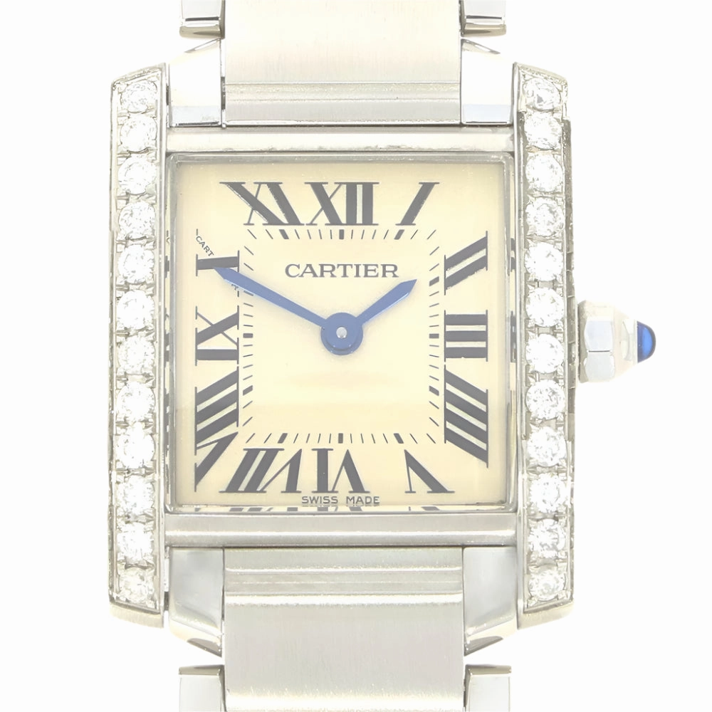Cartier Tank Francaise Ladies Watch Diamond After Set Case W51008Q3 Pre Owned RW0637
