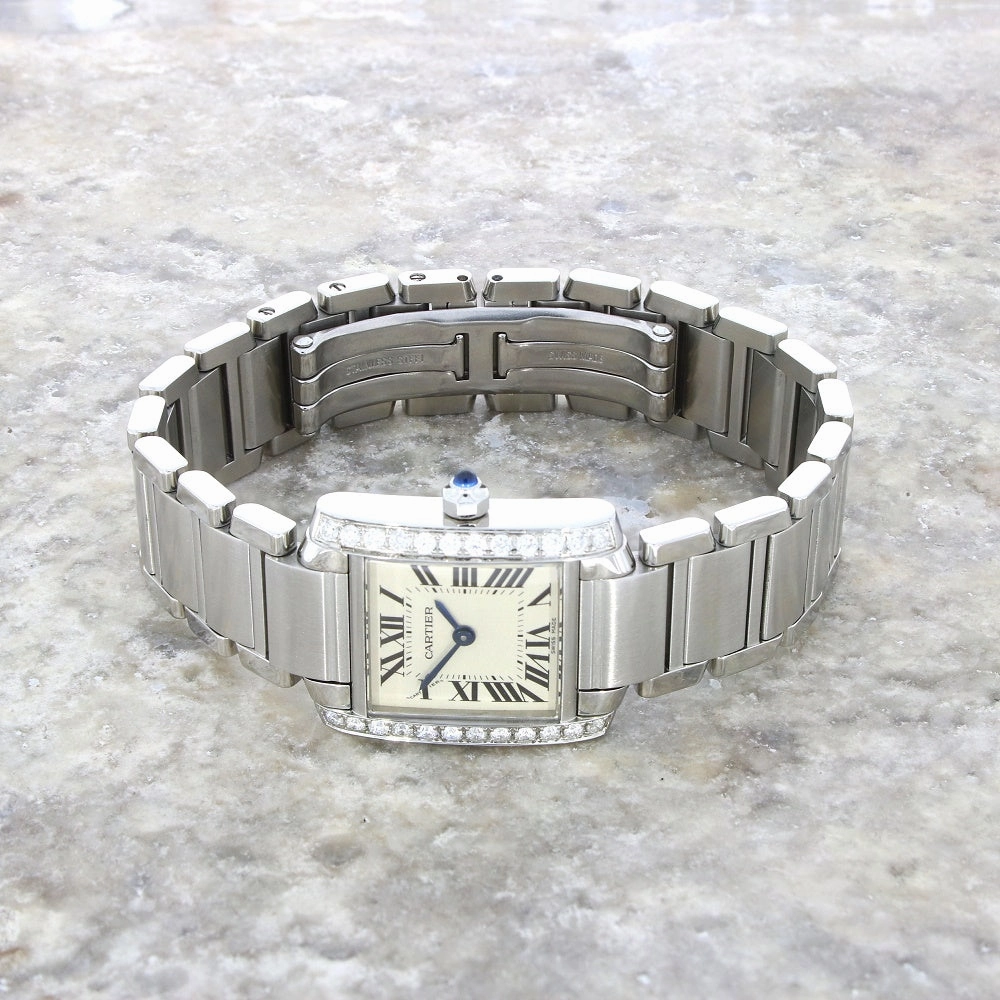 Cartier Tank Francaise Ladies Watch Diamond After Set Case W51008Q3 Pre Owned RW0637