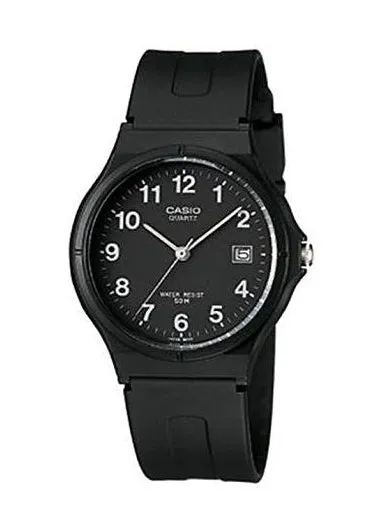 CASIO ANALOGUE 12 FIGURE BLACK DIAL BLACK RESIN BAND MW59-1B