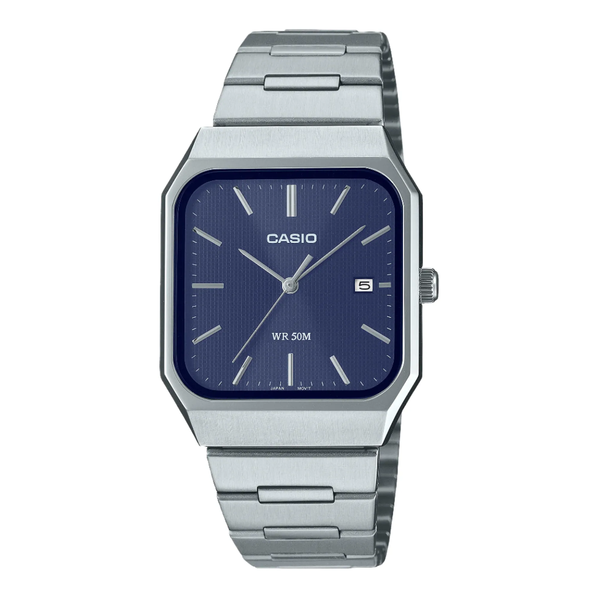 Casio Analogue Blue Dial Stainless Steel Watch MTP-B185D-2A1