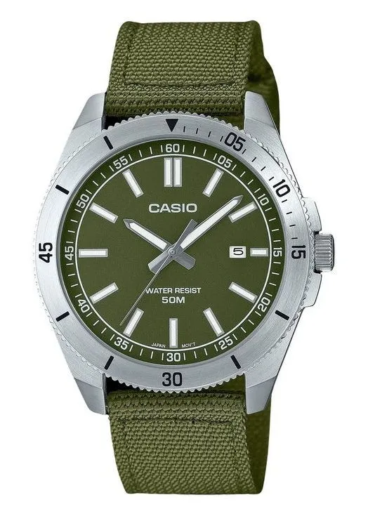 CASIO ANALOGUE GREEN DIAL GREEN CLOTH BAND MTPB155C-3E