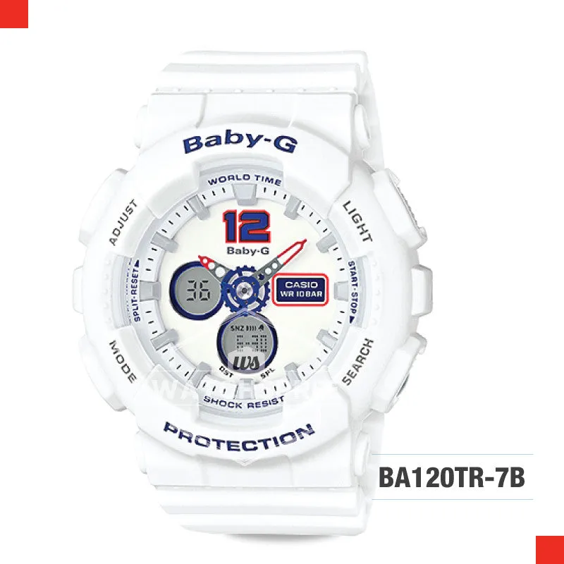 Casio Baby-G Analog Digital Marinie Tricolor Series White Resin Band Watch BA120TR-7B BA-120TR-7B
