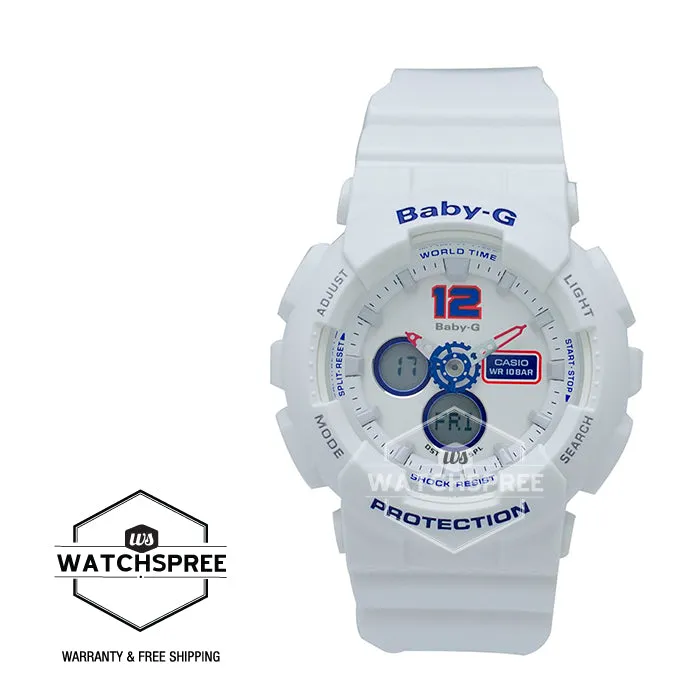 Casio Baby-G Analog Digital Marinie Tricolor Series White Resin Band Watch BA120TR-7B BA-120TR-7B