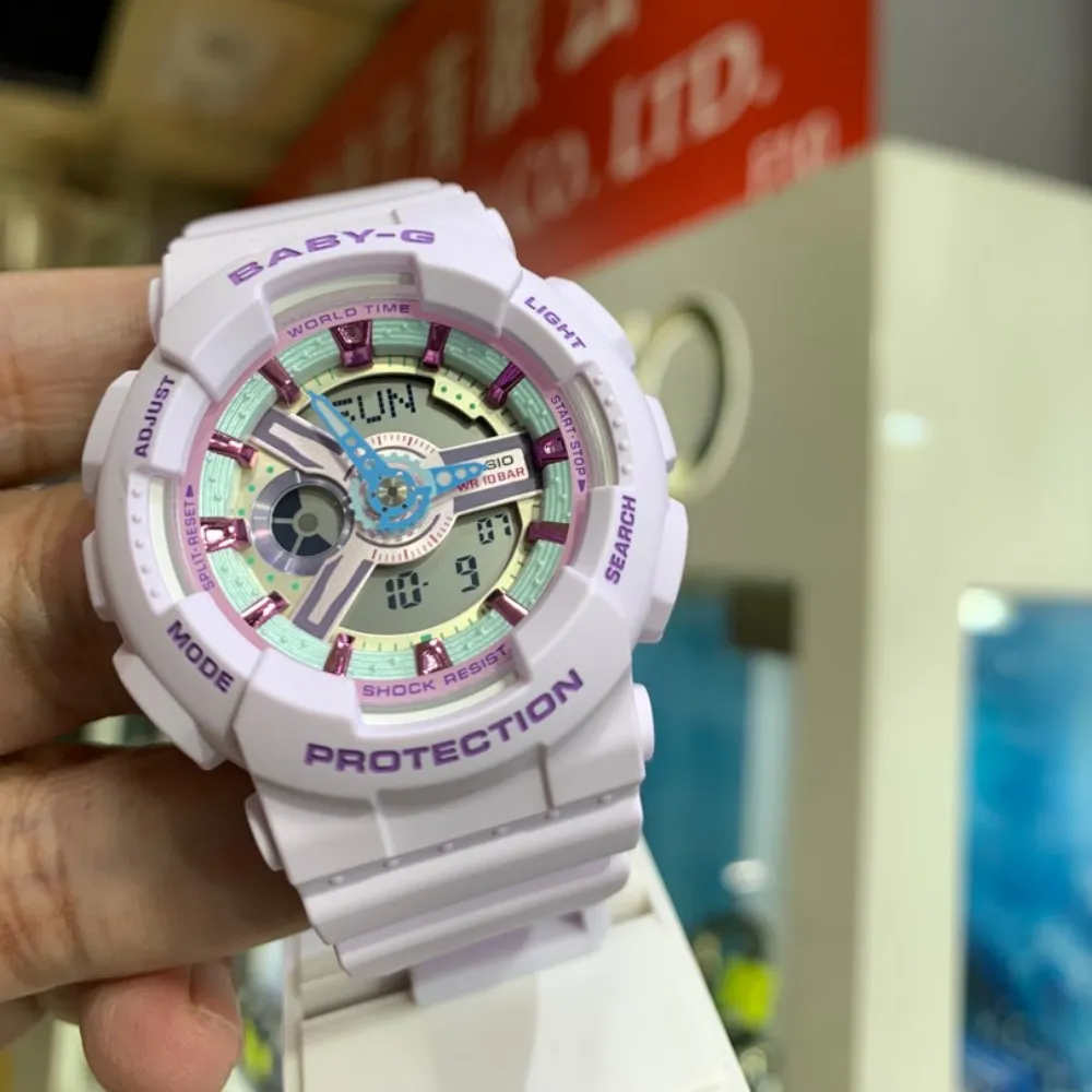 Casio Baby-G Digital-Analogue Purple Resin Strap Women Watch BA-110XPM-6ADR