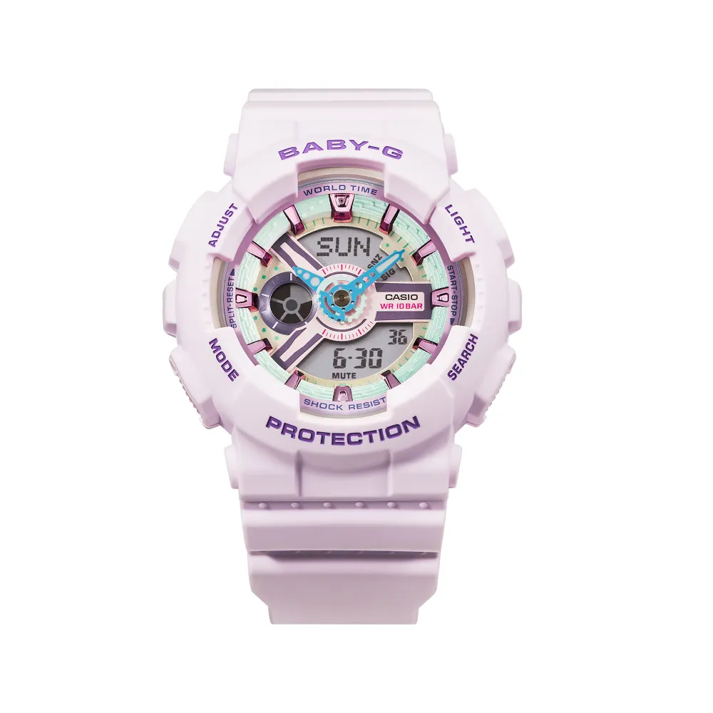 Casio Baby-G Digital-Analogue Purple Resin Strap Women Watch BA-110XPM-6ADR