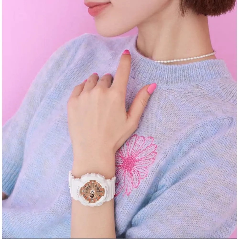 Casio Baby-G Digital-Analogue White Resin Strap Women Watch BA-110X-7A1DR-P