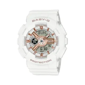 Casio Baby-G Digital-Analogue White Resin Strap Women Watch BA-110XRG-7ADR