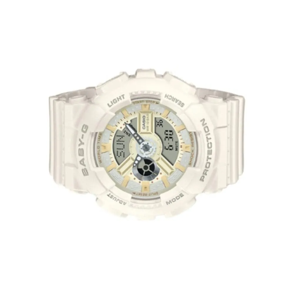 Casio Baby-G Digital-Analogue White Resin Strap Women Watch BA-110XSW-7ADR-P