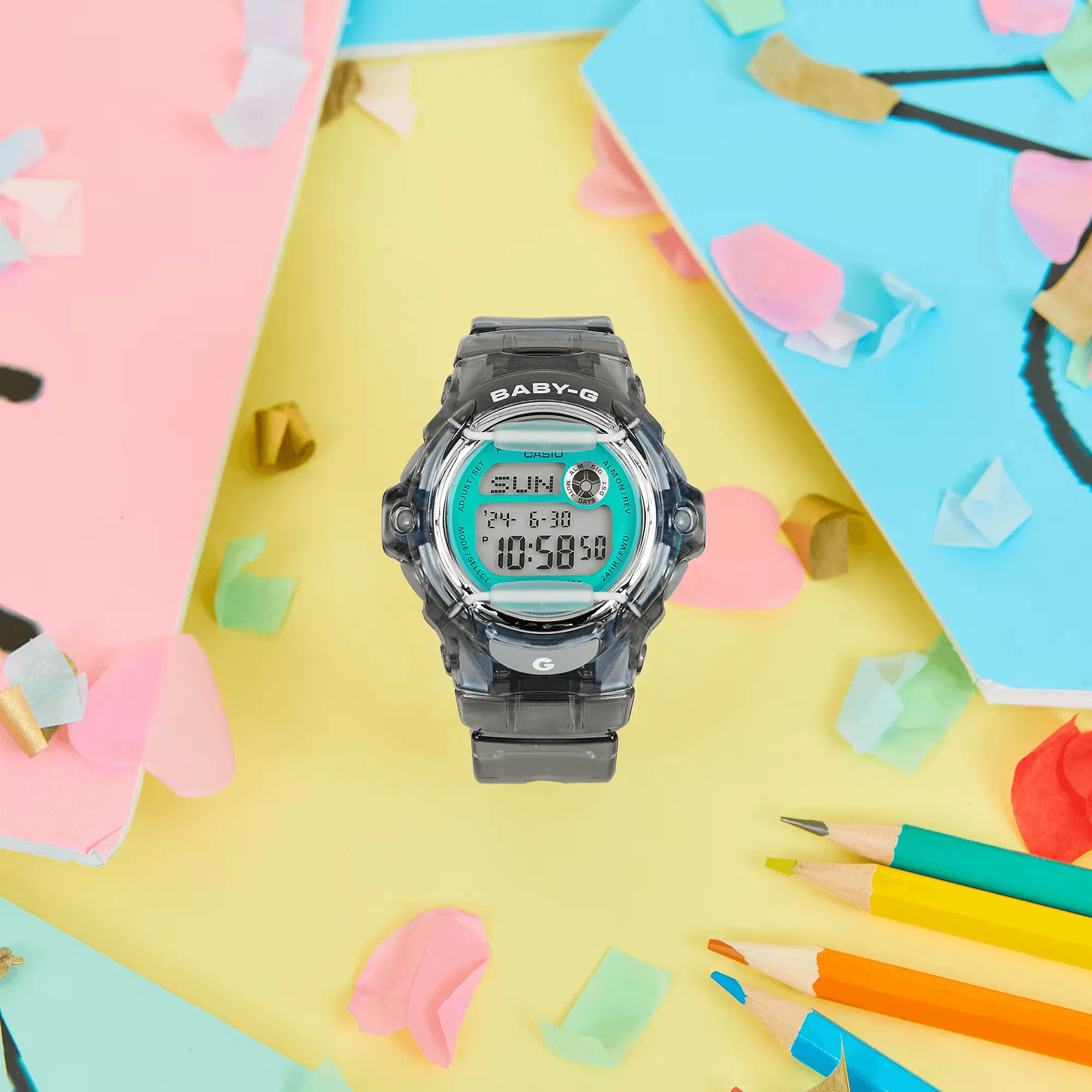 Casio Baby-G Gray Strap Shock Resistant 200 Meter Digital Watch for Women BG-169U-8BDR