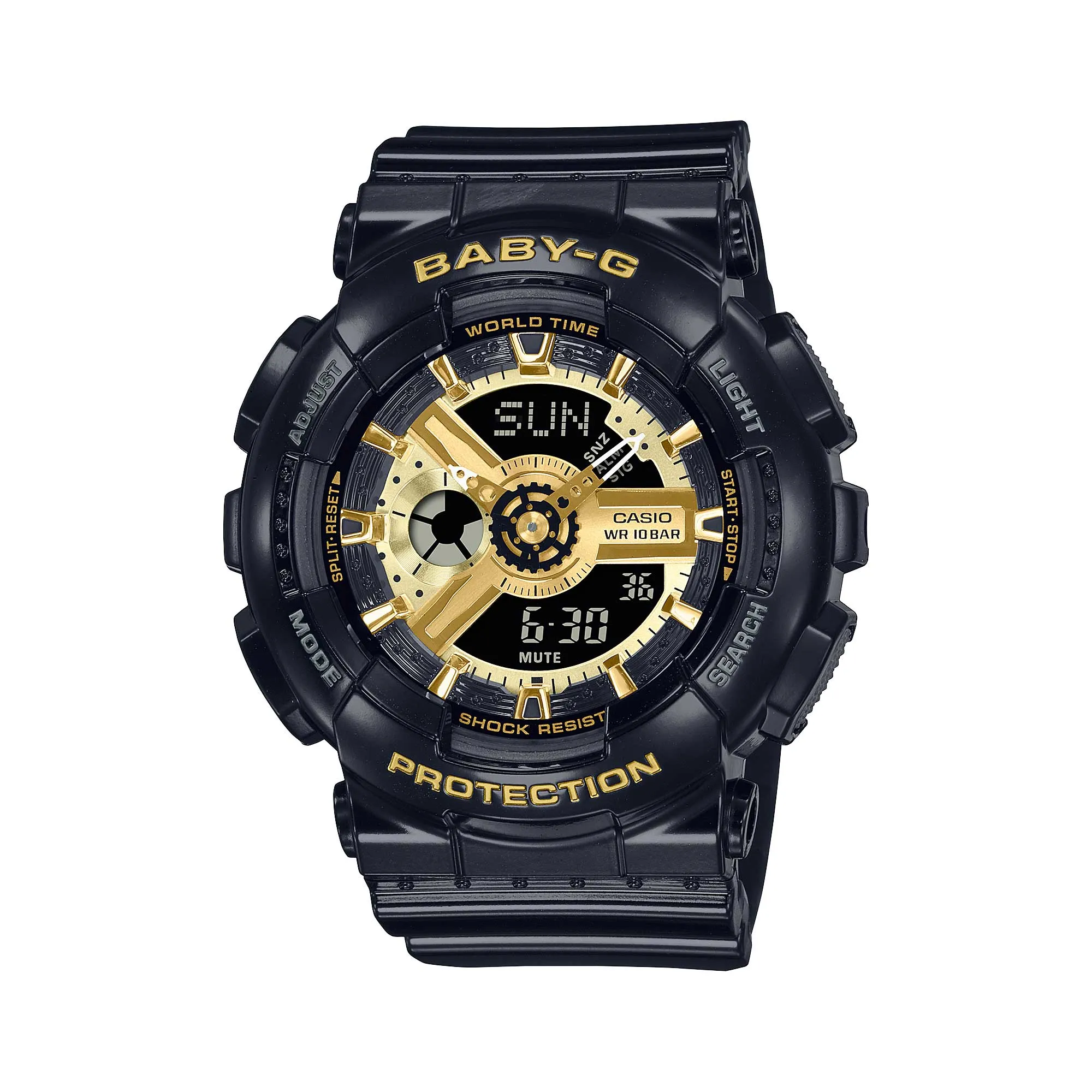 Casio Baby-G Layered 3D Metallic Face Women's Black Resin Band Watch BA110-1A BA-110-1A BA110X-1A BA-110X-1A