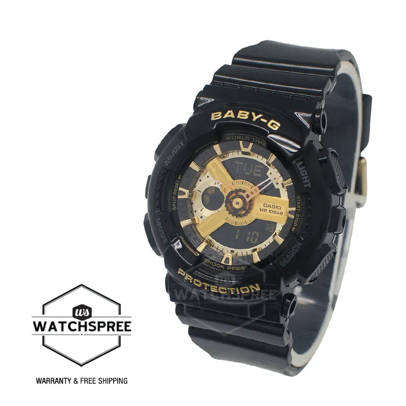 Casio Baby-G Layered 3D Metallic Face Women's Black Resin Band Watch BA110-1A BA-110-1A BA110X-1A BA-110X-1A