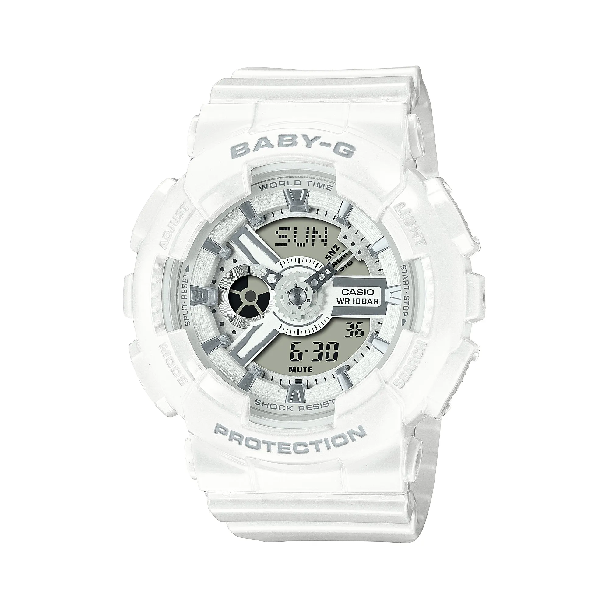 Casio Baby-G Layered 3D Metallic Face Women's White Resin Band Watch BA110-7A3 BA-110-7A3 BA110X-7A3 BA-110X-7A3