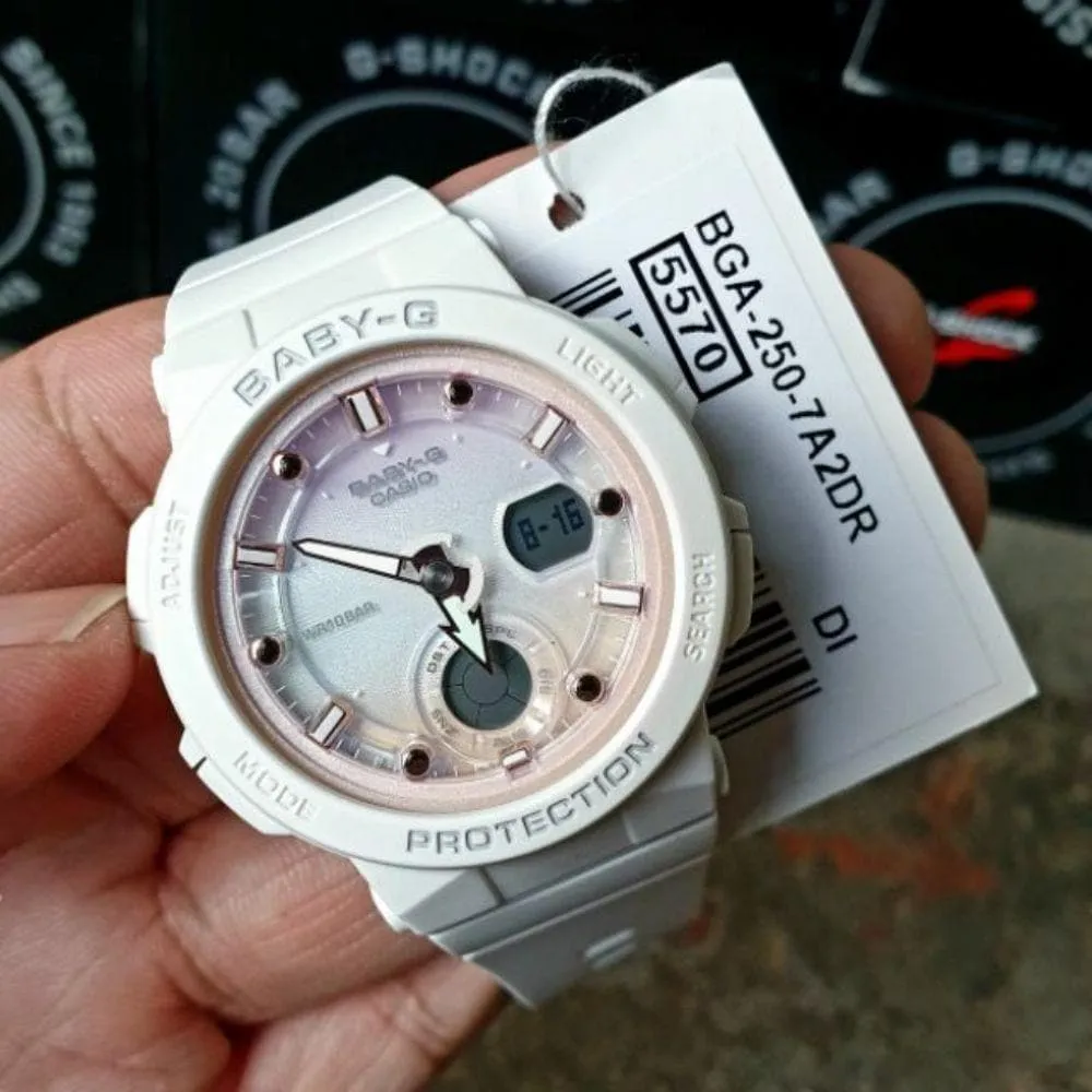 Casio Baby-G White Resin Strap Women Watch BGA-250-7A2DR-P