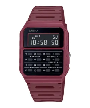 Casio Calculator Data Bank Red Resin Band Watch CA53WF-4B