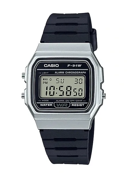 CASIO CLASSIC DIGITAL SILVER BLACK RESIN F91WM-7A