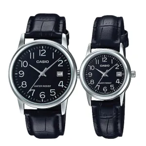 Casio Couple Leather Watch LTPV002L-1B MTPV002L-1B