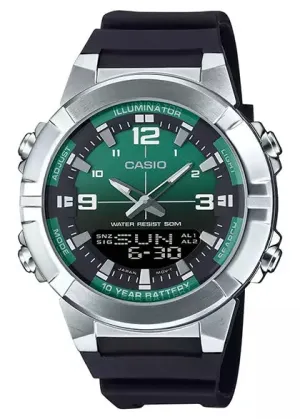 CASIO DIGITAL / ANALOGUE GRADIENT GREEN DIAL BLACK RESIN AMW870A-3A