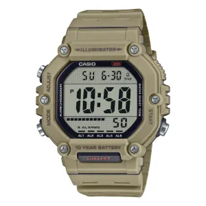 Casio Digital Illuminator Grey Dial Khaki Resin Band Watch AE1600H-5A