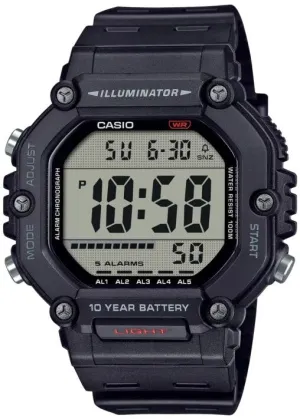CASIO DIGITAL LARGE LCD DIAL BLACK RESIN BAND AE1600H-1A