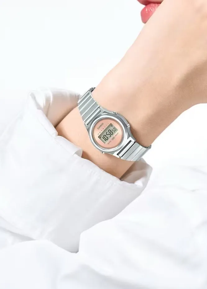 CASIO DIGITAL PETITE ROUND CASE ROSE GOLD DIAL STAINLESS LA700WE-4A