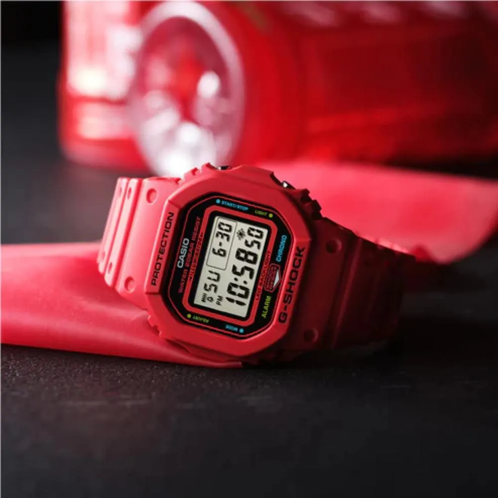 Casio G-Shock 5600 Series Digital Red Resin Strap Men's Watch DW-5600EP-4DR