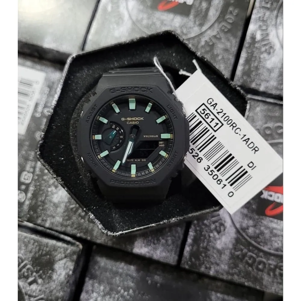 Casio G-Shock Analog-Digital Black Resin Strap Men Watch GA-2100RC-1ADR