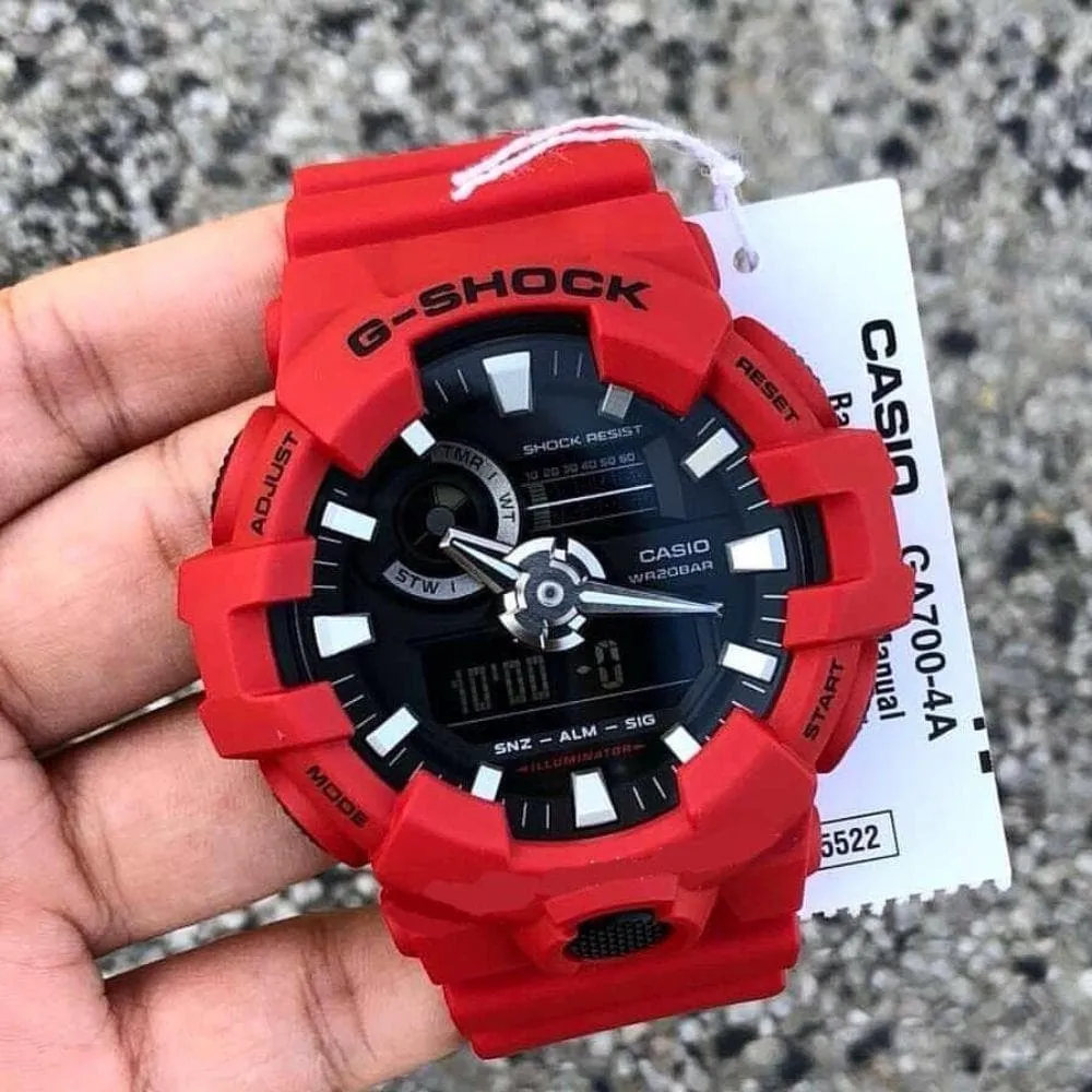 Casio G-Shock Digital-Analogue Red Resin Strap Unisex Watch GA-700-4ADR-P