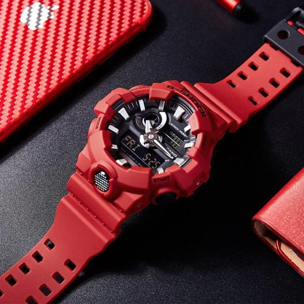 Casio G-Shock Digital-Analogue Red Resin Strap Unisex Watch GA-700-4ADR-P