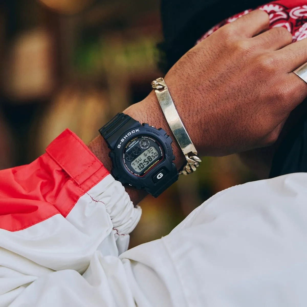 CASIO G-SHOCK DIGITAL BLACK AND RED WATCH DW-6900RL-1DR-P