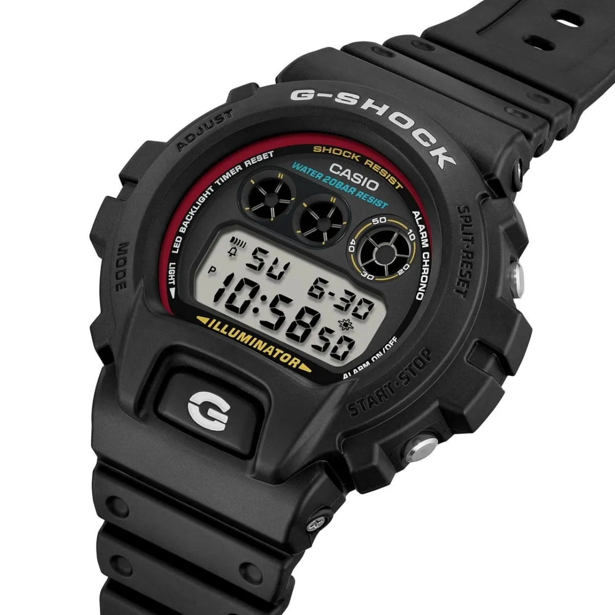 CASIO G-SHOCK DIGITAL BLACK AND RED WATCH DW-6900RL-1DR-P