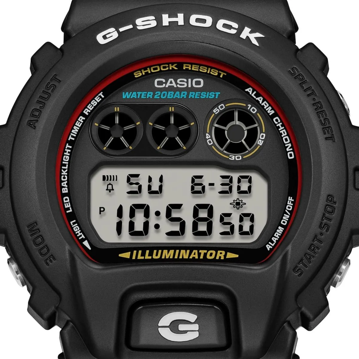 CASIO G-SHOCK DIGITAL BLACK AND RED WATCH DW-6900RL-1DR-P