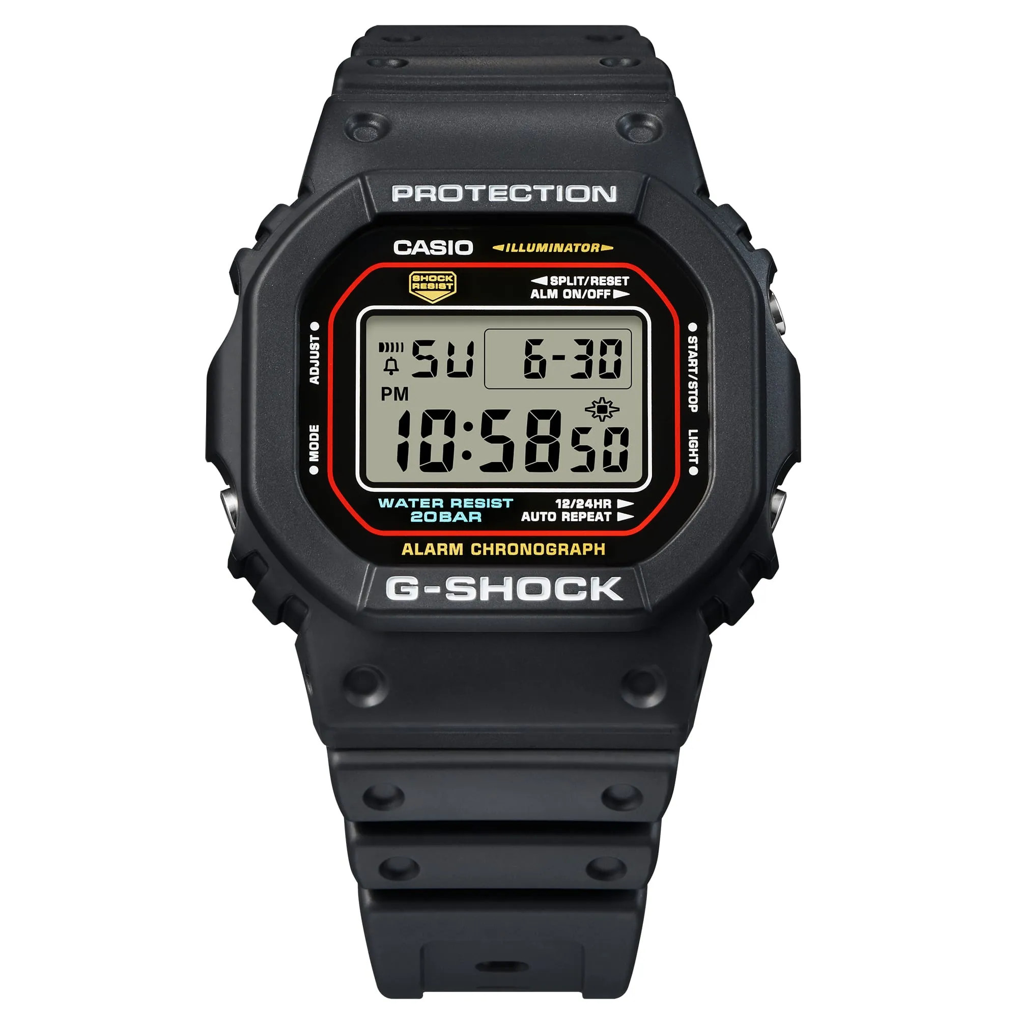 CASIO G-SHOCK DW-5600RL-1DR DIGITAL BLACK AND RED WATCH