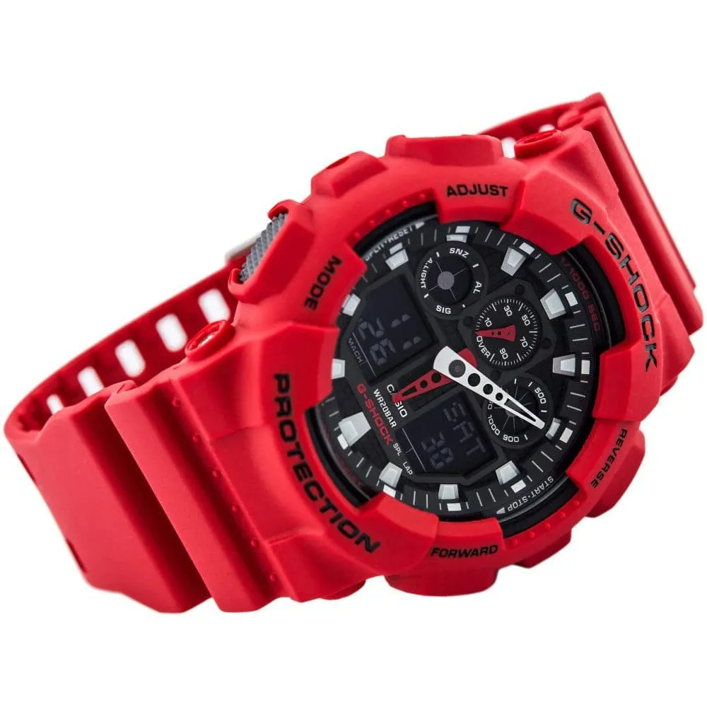 CASIO G-SHOCK GA-100B-4ADR-P DIGITAL RED RESIN UNISEX WATCH