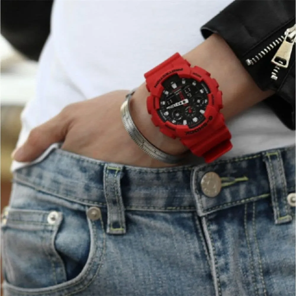 CASIO G-SHOCK GA-100B-4ADR-P DIGITAL RED RESIN UNISEX WATCH