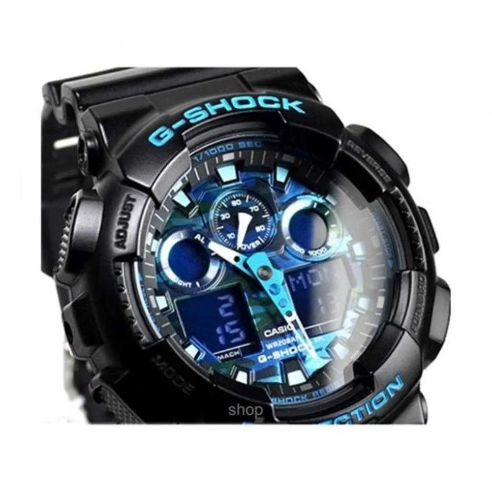 Casio G-Shock GA-100CB-1ADR  Blue Dial Resin Strap Men Watch