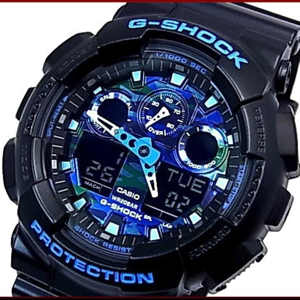 Casio G-Shock GA-100CB-1ADR  Blue Dial Resin Strap Men Watch