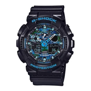 Casio G-Shock GA-100CB-1ADR  Blue Dial Resin Strap Men Watch