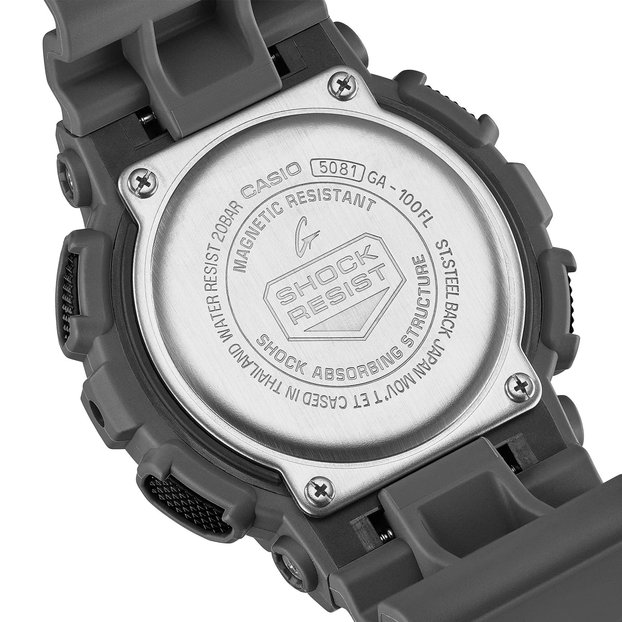 CASIO G-SHOCK  GA-100FL-8ADR FIERY ORANGE DIAL GRAY-ON-BLACK STRAP WATCH