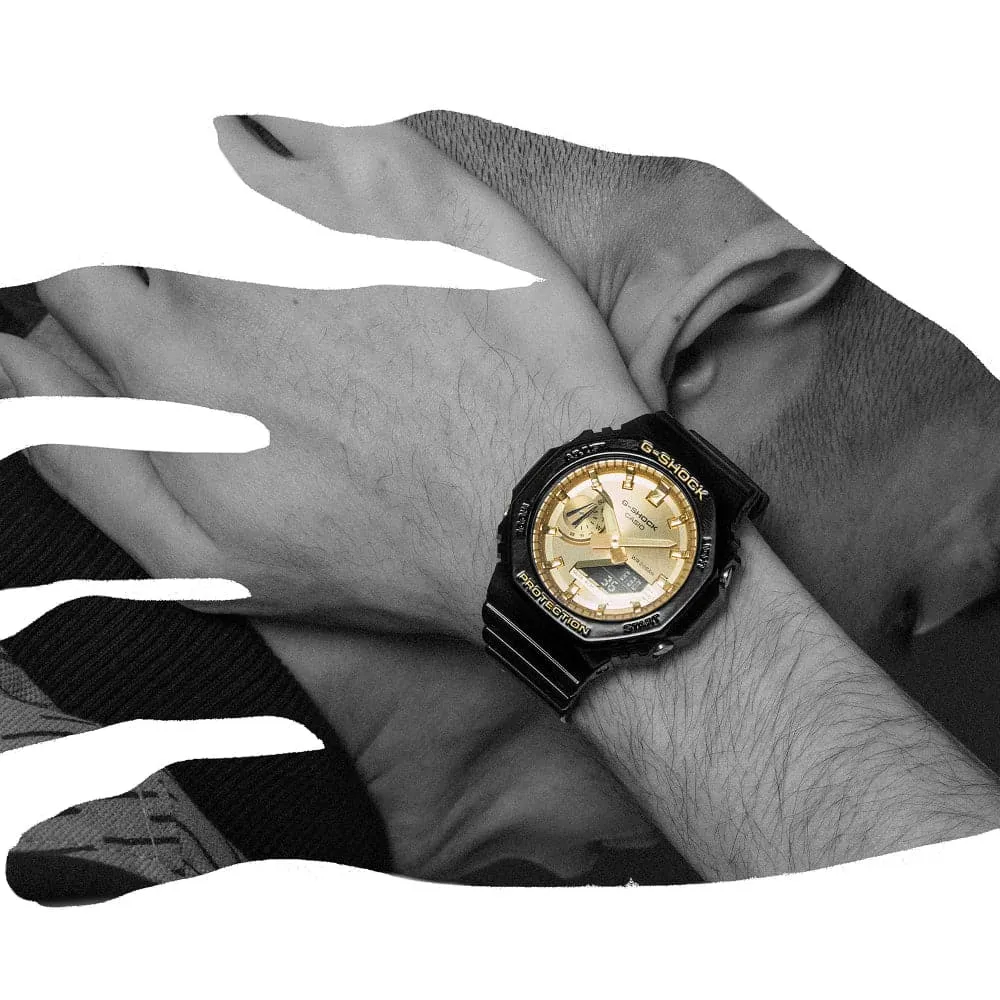 Casio G-Shock Gold Dial Black Resin Strap Men Watch GA-2100GB-1ADR
