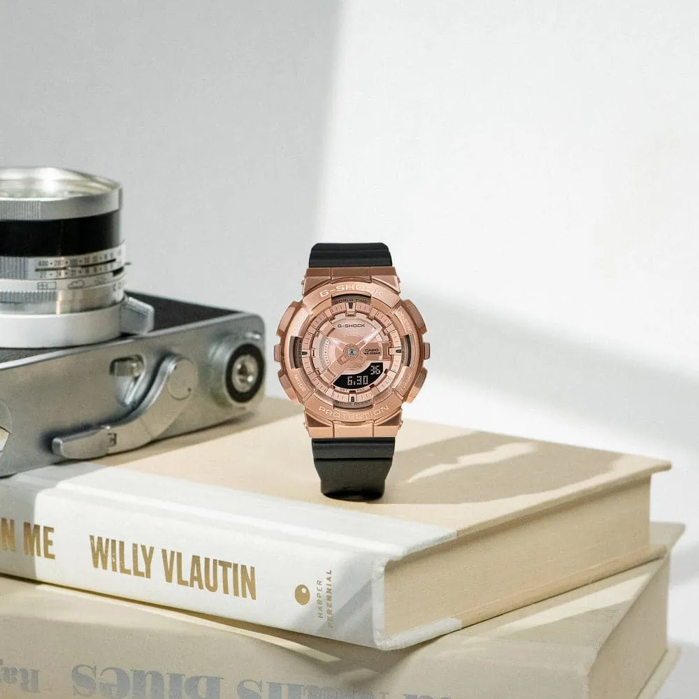 Casio G-Shock Rose Gold Dial Black Resin Strap Unisex Watch GM-S110PG-1ADR-P