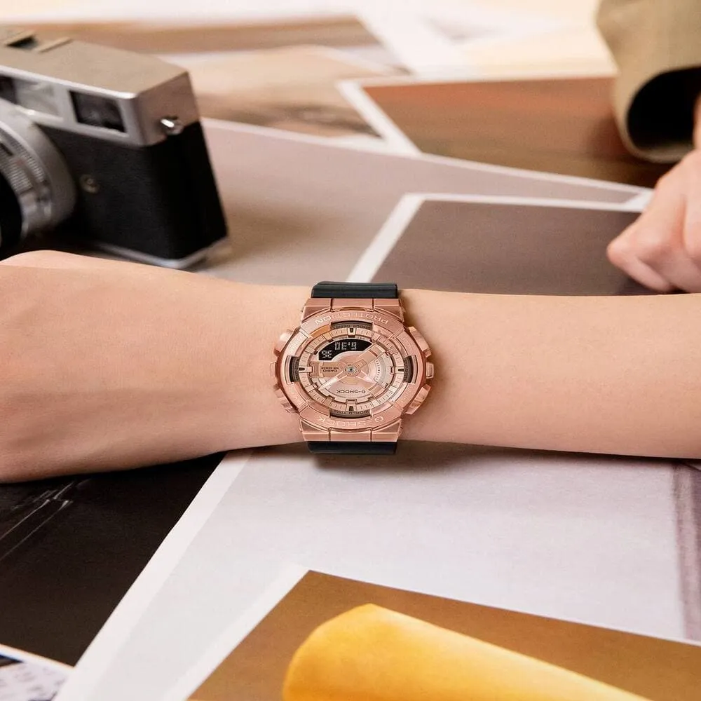 Casio G-Shock Rose Gold Dial Black Resin Strap Unisex Watch GM-S110PG-1ADR-P